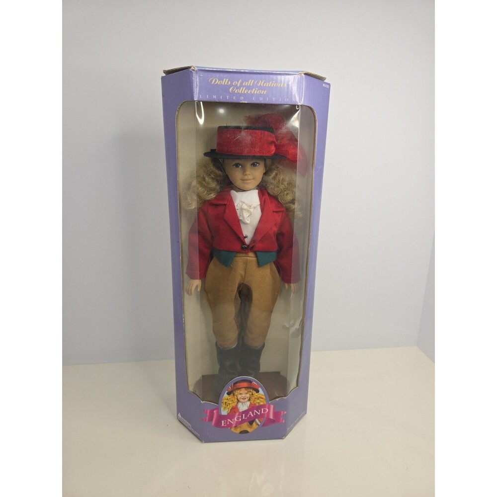 Vtg Ltd. Ed. Dolls Of All Nations, England 12” Doll Samatha, Equestrian, NWB